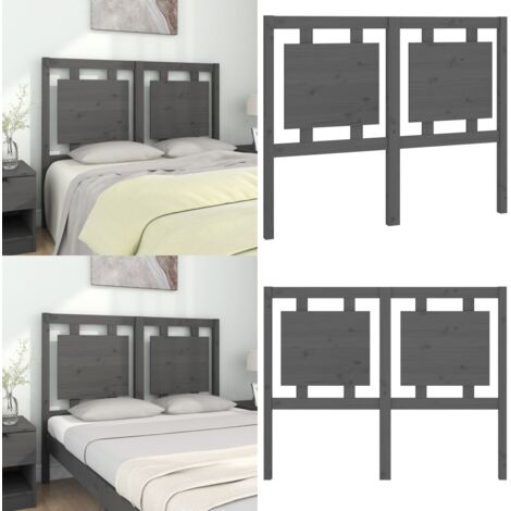 Testiera per Letto Grigia 125,5x4x100 cm Legno Massello di Pino - Testiera in legno massello - Testiera in pino