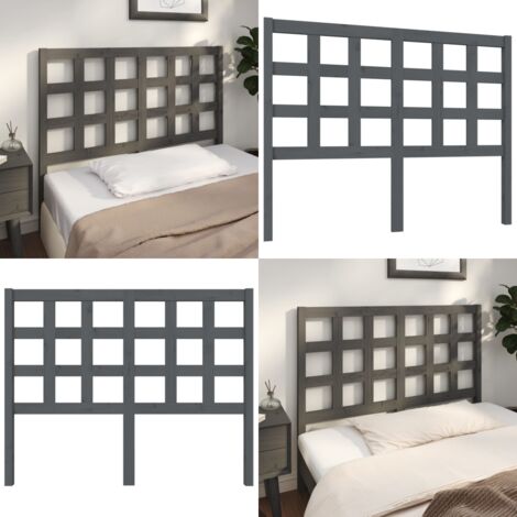 Testiera per Letto Grigia 125,5x4x100 cm Legno Massello di Pino - Testiera in legno massello - Testiera in pino