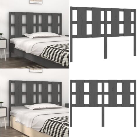 Testiera per Letto Grigia 125,5x4x100 cm Legno Massello di Pino - Testiera in pino - Testiera per camera da letto