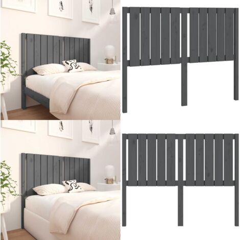 Testiera per Letto Grigia 125,5x4x100 cm Legno Massello di Pino - Testiera in pino - Testiera per letto rustica