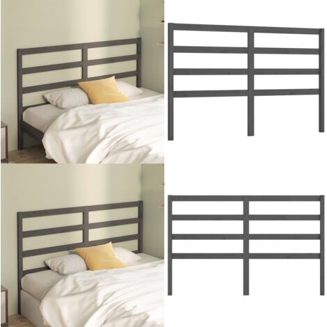 Testiera per Letto Grigia 126x4x100cm in Legno Massello di Pino - Testiera in legno massello - Testiera in pino