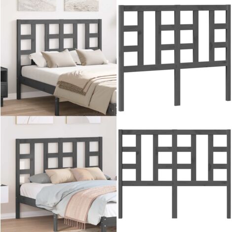 Testiera per Letto Grigia 126x4x100cm in Legno Massello di Pino - Testiera in pino - Testiera per letto grigia