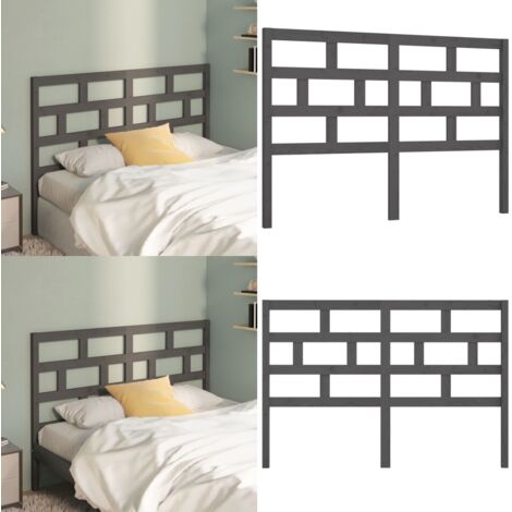 Testiera per Letto Grigia 126x4x100cm in Legno Massello di Pino - Testiera in pino - Testiera per letto grigia