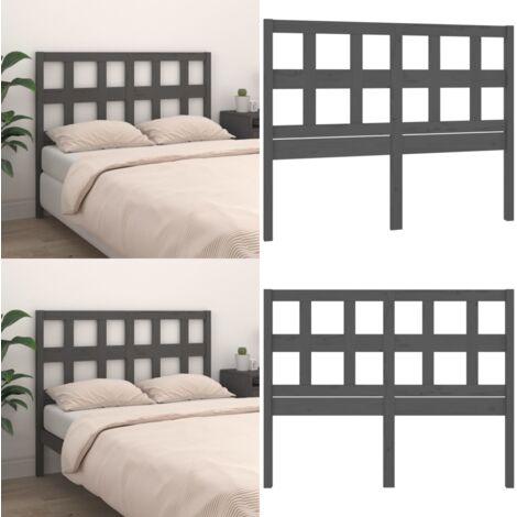 Testiera per Letto Grigia 145,5x4x100 cm Legno Massello di Pino - Testiera in legno massello - Testiera in pino