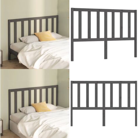 Testiera per Letto Grigia 146x4x100 cm Legno Massello di Pino - Testiera in pino - Testiera per letto grigia