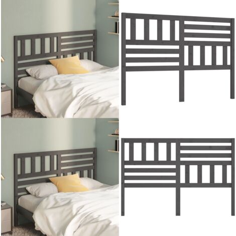 Testiera per Letto Grigia 156x4x100cm in Legno Massello di Pino - Testiera in pino - Testiera per letto grigio