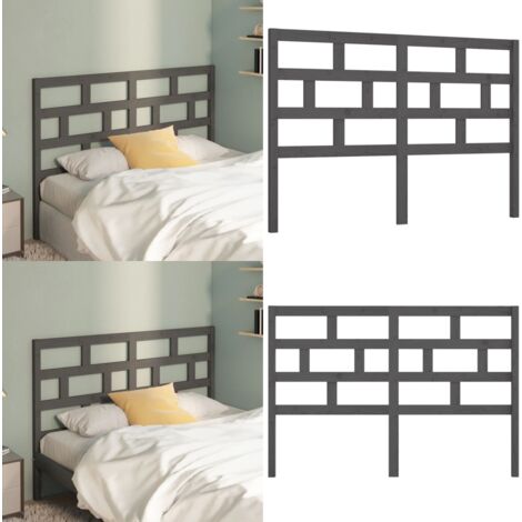 Testiera per Letto Grigia 156x4x100cm in Legno Massello di Pino - Testiera in pino - Testiera per letto grigio
