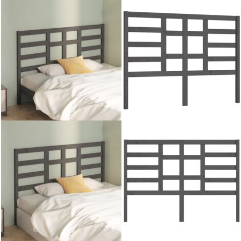 Testiera per Letto Grigia 156x4x104cm in Legno Massello di Pino - Testiera in pino - Testiera per letto grigia