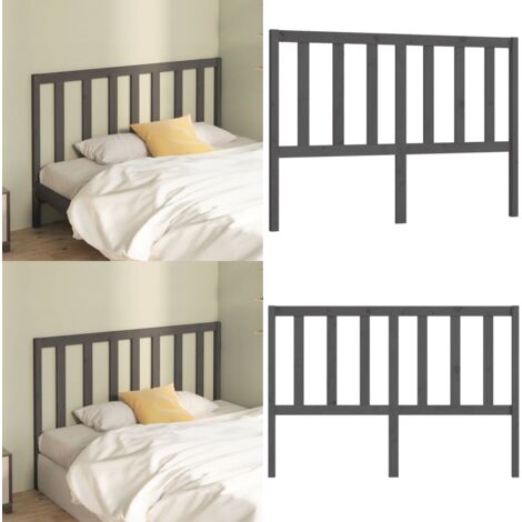 Testiera per Letto Grigia 166x4x100cm in Legno Massello di Pino - Testiera in pino - Testiera per letto grigia