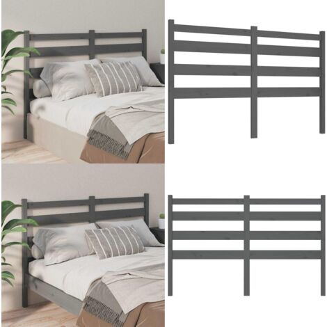 Testiera per Letto Grigia 186x4x100cm in Legno Massello di Pino - Testiera in legno massello - Testiera in pino
