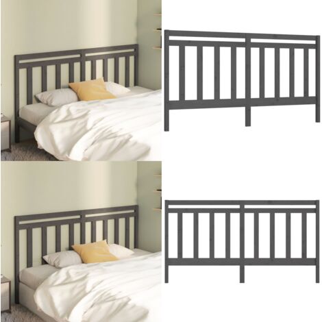 Testiera per Letto Grigia 186x4x100cm in Legno Massello di Pino - Testiera in legno massello - Testiera in pino