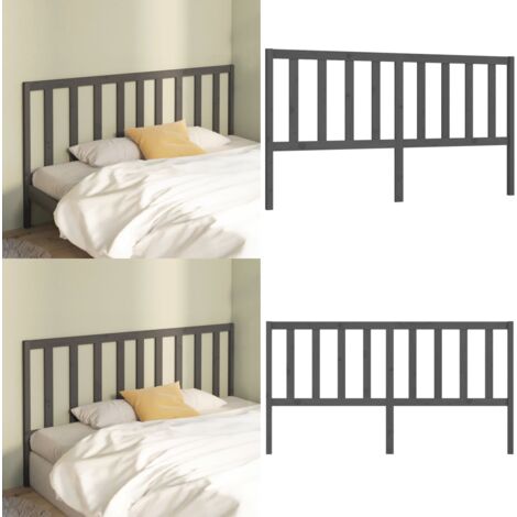 Testiera per Letto Grigia 186x4x100cm in Legno Massello di Pino - Testiera in pino - Testiera per letto grigia