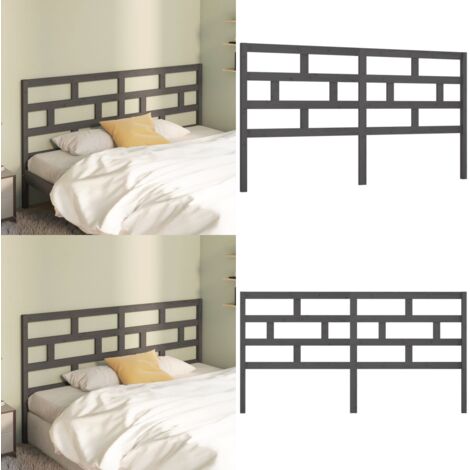 Testiera per Letto Grigia 186x4x100cm in Legno Massello di Pino - Testiera in pino - Testiera per letto grigia