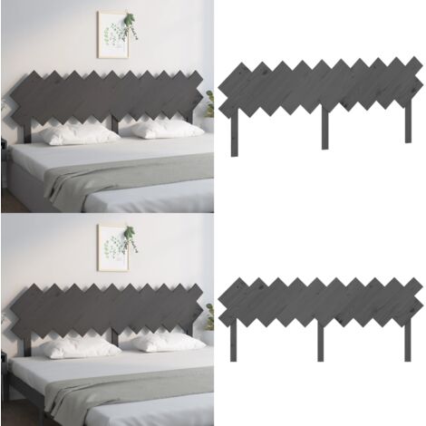 Testiera per Letto Grigia 196x3x80,5 cm Legno Massello di Pino - Testiera in legno massello - Testiera in pino