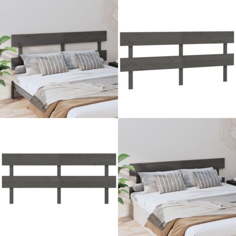 Testiera per Letto Grigia 204x3x81 cm in Legno Massello di Pino - Testiera in pino - Testiera in legno massello