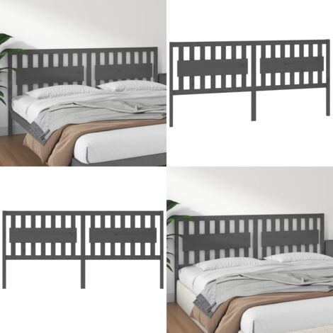 Testiera per Letto Grigia 205,5x4x100 cm Legno Massello di Pino - Testiera in legno massello - Testiera in pino