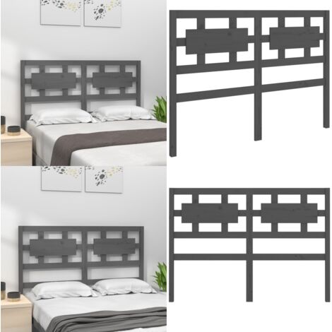 Testiera per Letto Grigia 205,5x4x100 cm Legno Massello di Pino - Testiera in legno massello - Testiera in pino