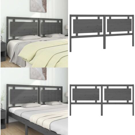 Testiera per Letto Grigia 205,5x4x100 cm Legno Massello di Pino - Testiera in legno massello - Testiera in pino