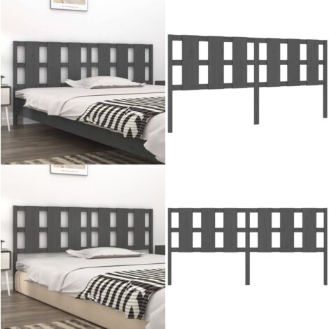 Testiera per Letto Grigia 205,5x4x100 cm Legno Massello di Pino - Testiera in legno massello - Testiera in pino