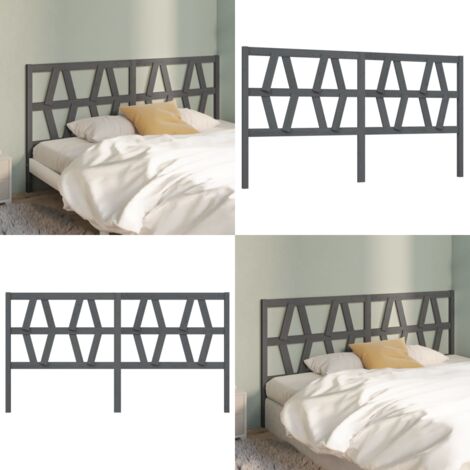 Testiera per Letto Grigia 206x4x100cm in Legno Massello di Pino - Testiera in legno massello - Testiera per letto grigia