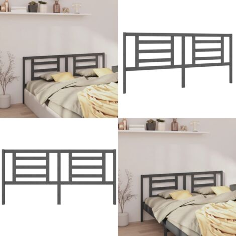 Testiera per Letto Grigia 206x4x100cm in Legno Massello di Pino - Testiera in legno massello - Testiera per letto grigia