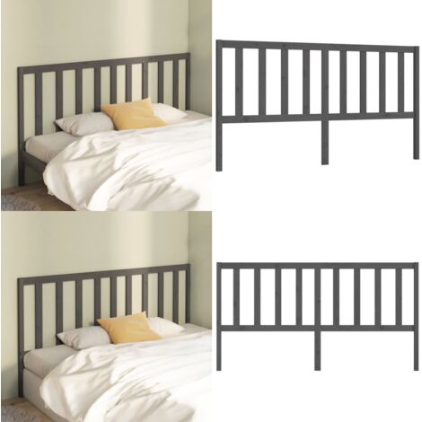 Testiera per Letto Grigia 206x4x100cm in Legno Massello di Pino - Testiera in pino - Testiera per letto grigia