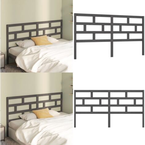 Testiera per Letto Grigia 206x4x100cm in Legno Massello di Pino - Testiera in pino - Testiera per letto grigia