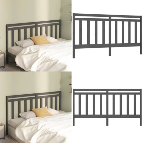 Testiera per Letto Grigia 206x4x100cm in Legno Massello di Pino - Testiera in pino - Testiera per letto grigio