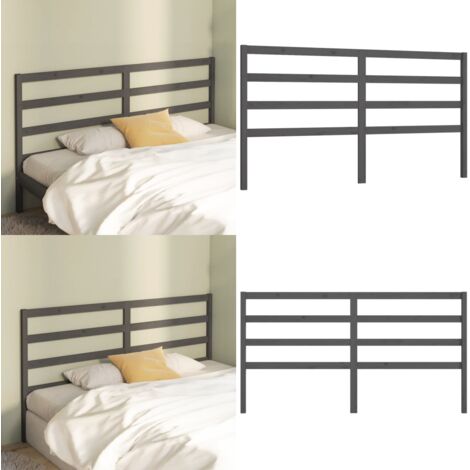 Testiera per Letto Grigia 206x4x100cm in Legno Massello di Pino - Testiera in pino - Testiera per letto grigio