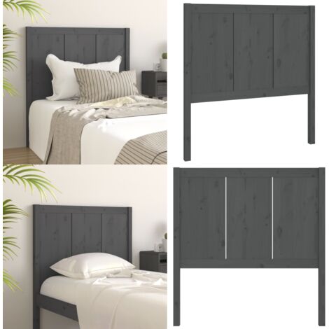 Testiera per Letto Grigia 80,5x4x100 cm Legno Massello di Pino - Testiera in legno massello - Testiera in pino