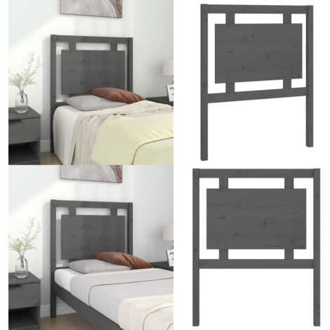 Testiera per Letto Grigia 80,5x4x100 cm Legno Massello di Pino - Testiera in legno massello - Testiera in pino