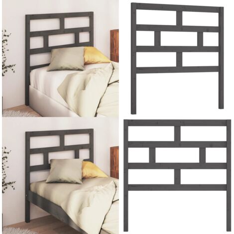 Testiera per Letto Grigia 81x4x100 cm in Legno Massello di Pino - Testiera in pino - Testiera per letto grigio