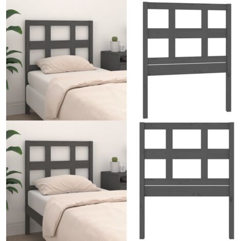 Testiera per Letto Grigia 95,5x4x100 cm Legno Massello di Pino - Testiera in legno massello - Testiera in pino
