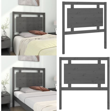 Testiera per Letto Grigia 95,5x4x100 cm Legno Massello di Pino - Testiera in pino - Testiera in legno massello