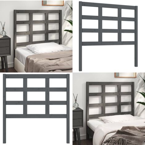 Testiera per Letto Grigia 95,5x4x100 cm Legno Massello di Pino - Testiera per letto - Letto senza testiera