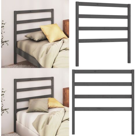 Testiera per Letto Grigia 96x4x100 cm in Legno Massello di Pino - Testiera in legno massello - Testiera in pino