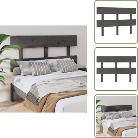 Testiera per letto grigia - vidaXL Testiera per Letto Grigia 124x3x81 cm in Legno Massello di Pino -