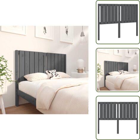 Testiera per letto grigia - vidaXL Testiera per Letto Grigia 125,5x4x100 cm Legno Massello di Pino -