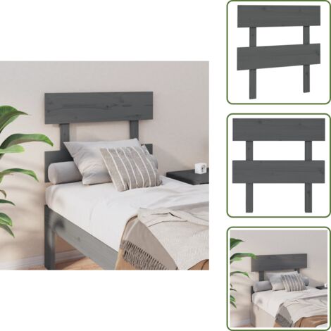 Testiera per letto grigia - vidaXL Testiera per Letto Grigia 93,5x3x81cm in Legno Massello di Pino -