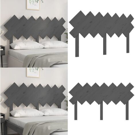 Testiera per Letto Grigia141x3x80,5cm in Legno Massello di Pino - Testiera in legno massello - Testiera in pino