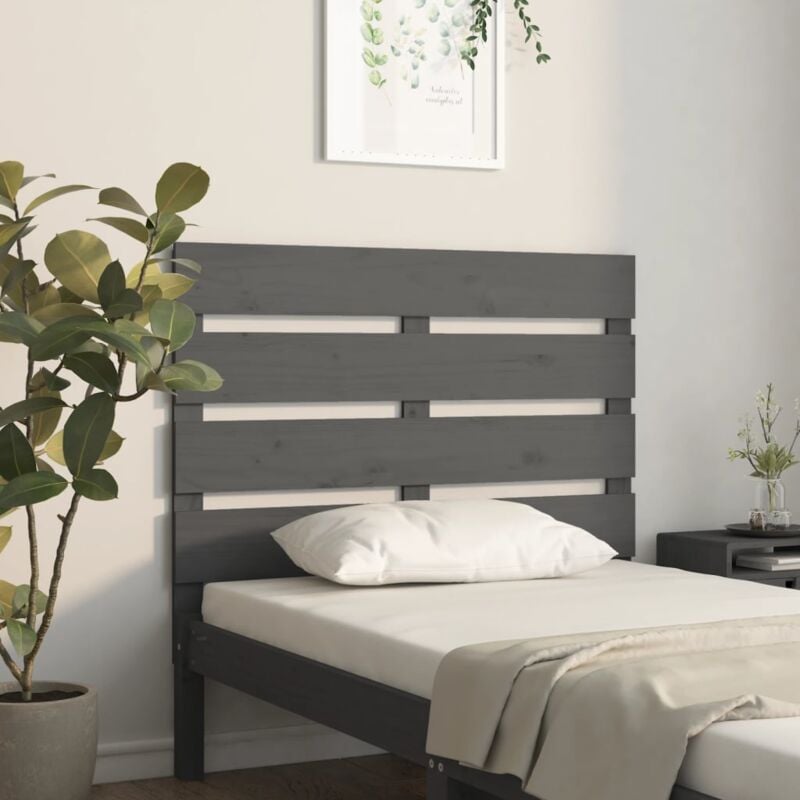 Testiera per Letto, Schienale del letto Grigia 100x3x80 cm in Legno Massello di Pino vidaXL