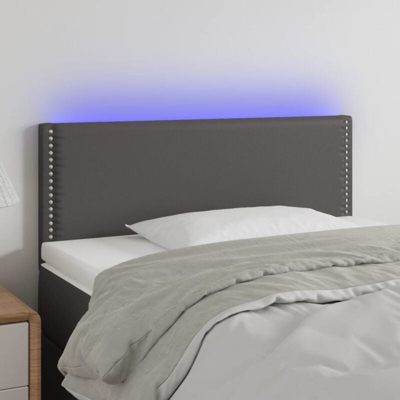 Testiera per Letto, Schienale del letto Grigio a LED 90x5x78/88 cm in Similpelle vidaXL