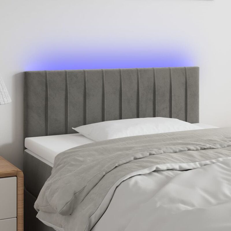 Testiera a led, Schienale del letto Grigio Chiaro 100x5x78/88 cm in Velluto vidaXL