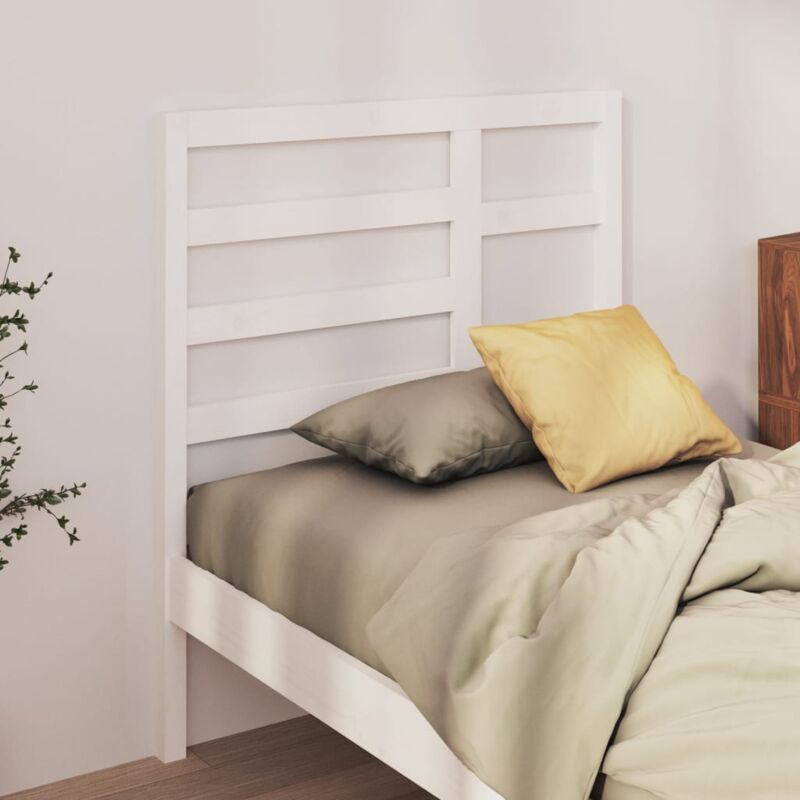 Testiera per Letto, Schienale del letto Bianca 96x4x104 cm in Legno Massello di Pino vidaXL