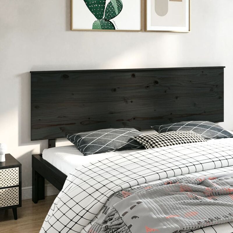 Testiera per Letto, Schienale del letto Nera 204x6x82, 5 cm in Legno Massello di Pino vidaXL