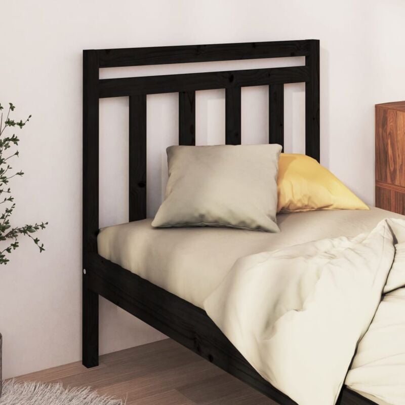 Testiera per Letto, Schienale del letto Nera 81x4x100 cm in Legno Massello di Pino vidaXL