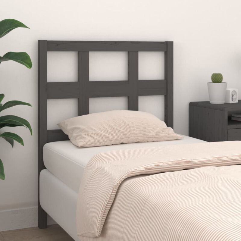 Testiera Letto, Schienale del letto Grigia 80, 5x4x100 cm in Legno Massello di Pino vidaXL