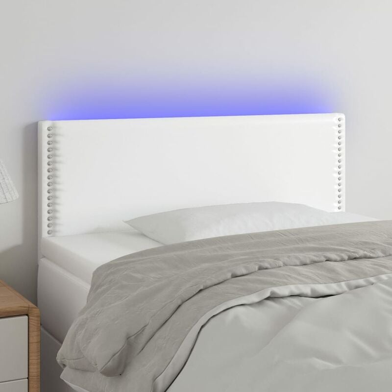 Testiera per Letto, Schienale del letto Bianco a led 100x5x78/88 cm in Similpelle vidaXL