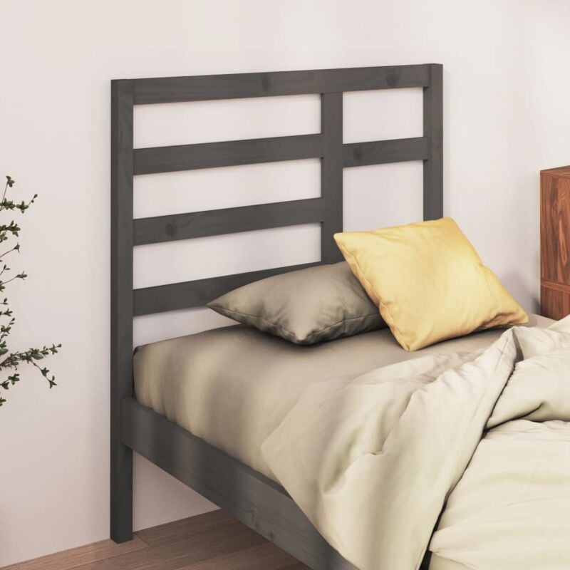 Testiera per Letto, Schienale del letto Grigia 96x4x104 cm in Legno Massello di Pino vidaXL