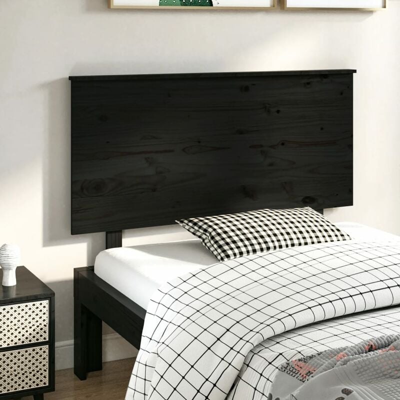 Testiera per Letto, Schienale del letto Nera 124x6x82, 5 cm in Legno Massello di Pino vidaXL